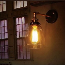 Applique murale industrielle en verre avec base en métal, style Edison, luminaire décoratif pour salle à manger, bureau, couloir