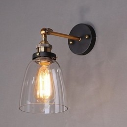 Applique murale industrielle en verre avec base en métal, style Edison, luminaire décoratif pour salle à manger, bureau, couloir