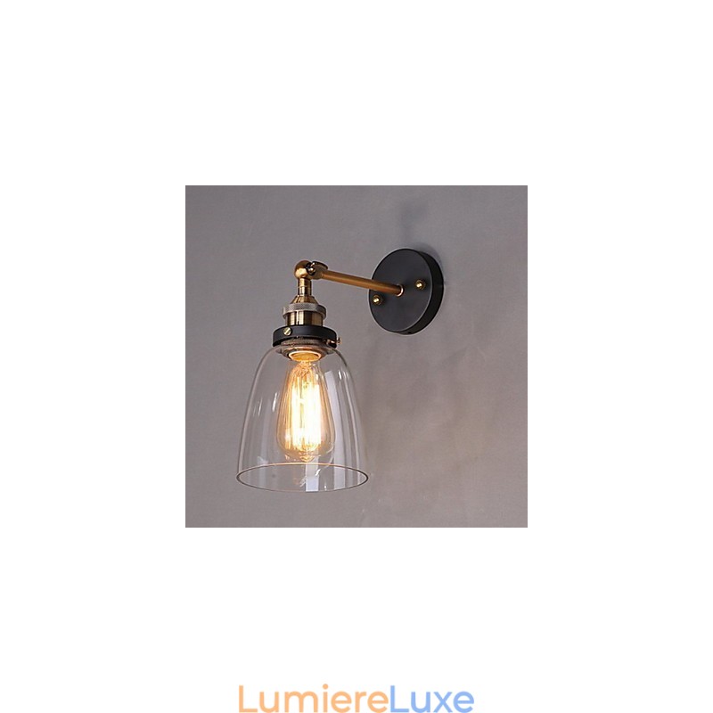 Applique murale industrielle en verre avec base en métal, style Edison, luminaire décoratif pour salle à manger, bureau, couloir