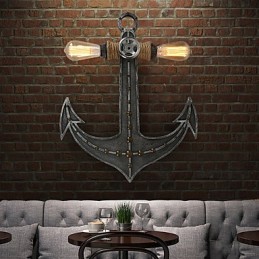Appliques murales industrielles vintage en bois en forme d'ancre de bateau, éclairage créatif pour restaurant, café, bar, décoration