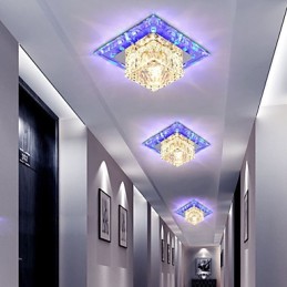 Mini plafonnier en cristal 3 W, lampe créative, tube lumineux coloré, carré, dôme