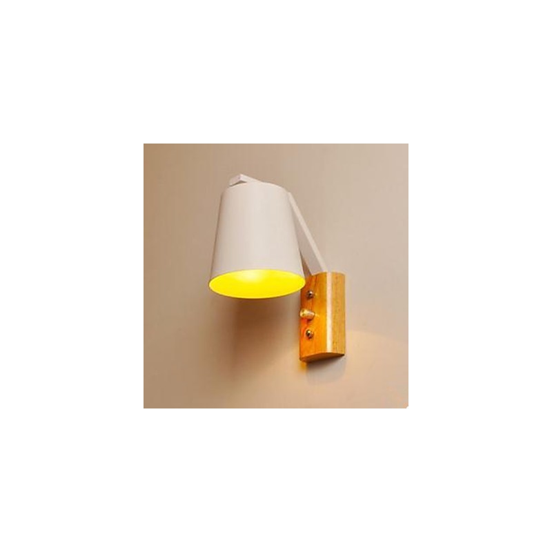 Lampe de chevet créative en bois et fer, style nordique, avec interrupteur, idéale pour un couloir ou une étude