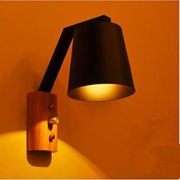 Lampe de chevet créative en bois et fer, style nordique, avec interrupteur, idéale pour un couloir ou une étude