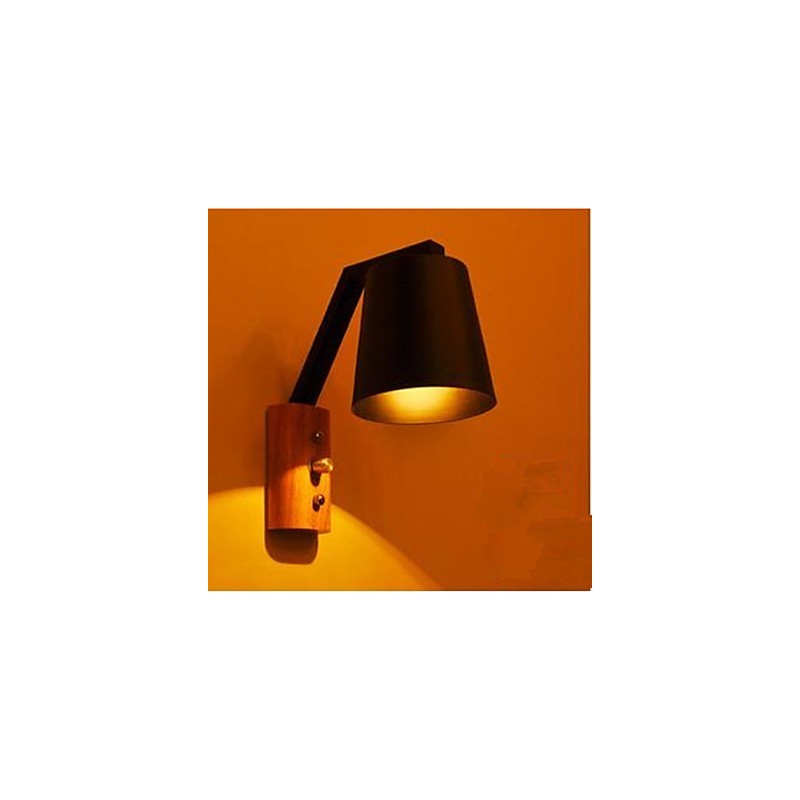 Lampe de chevet créative en bois et fer, style nordique, avec interrupteur, idéale pour un couloir ou une étude