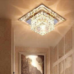 Mini plafonnier en cristal 3 W, lampe créative, tube lumineux coloré, carré, dôme