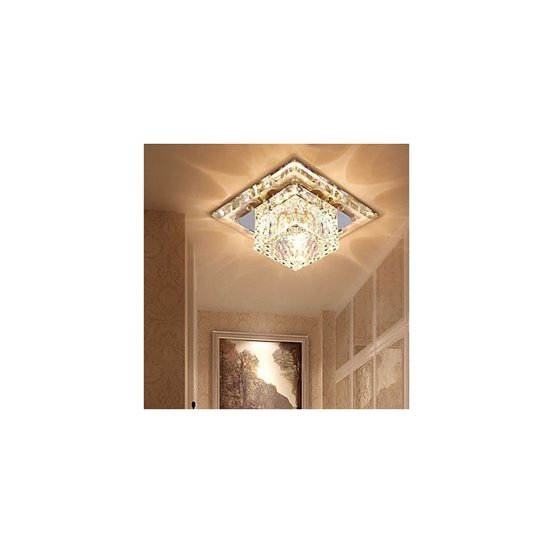 Mini plafonnier en cristal 3 W, lampe créative, tube lumineux coloré, carré, dôme