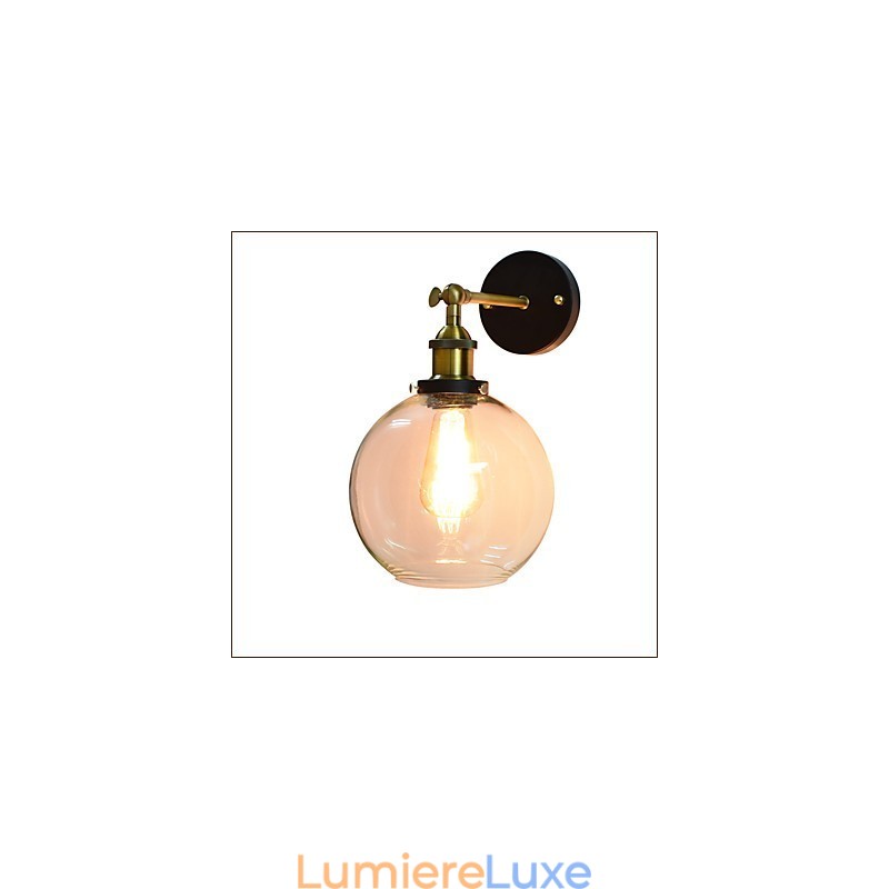 Applique murale en fer noir simple et rétro, lampe murale décorative à une tête, style européen