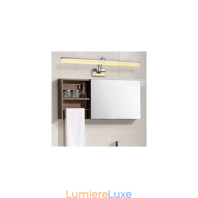 Applique murale de salle de bain avec fonction chromée contemporaine et moderne intégrée pour une lumière ambiante