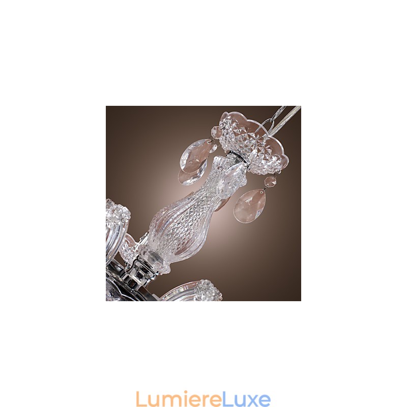 Plafonnier chromé Upligh, lampe bougie, luminaire acrylique, lustre suspendu