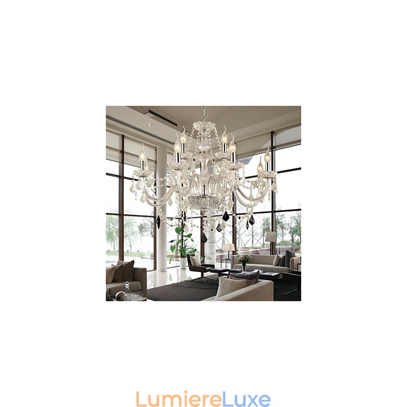 Lustre en verre cristal contemporain moderne