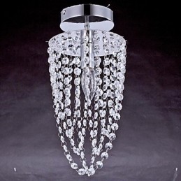Plafonnier 1 lumière en cristal, finition artistique en acier inoxydable