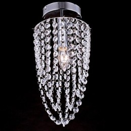 Plafonnier 1 lumière en cristal, finition artistique en acier inoxydable
