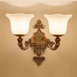 Appliques murales d'intérieur de luxe en métal à 2 lumières, style classique traditionnel, pour salon, salle à manger, chambre à coucher