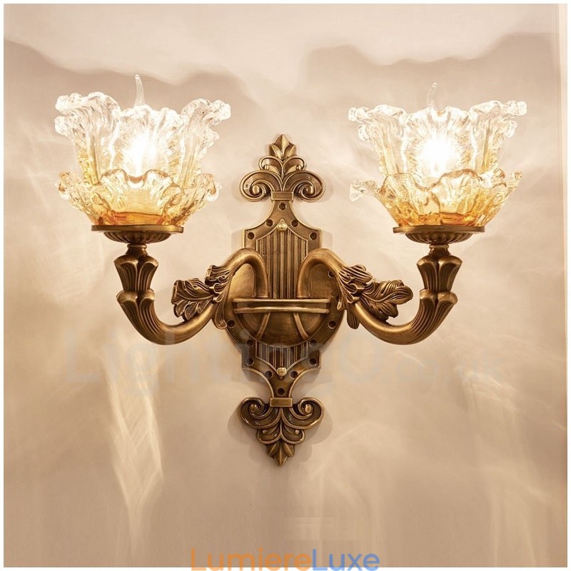 Appliques murales d'intérieur en métal à 2 lumières, style classique et traditionnel, pour salon, salle à manger, chambre à coucher