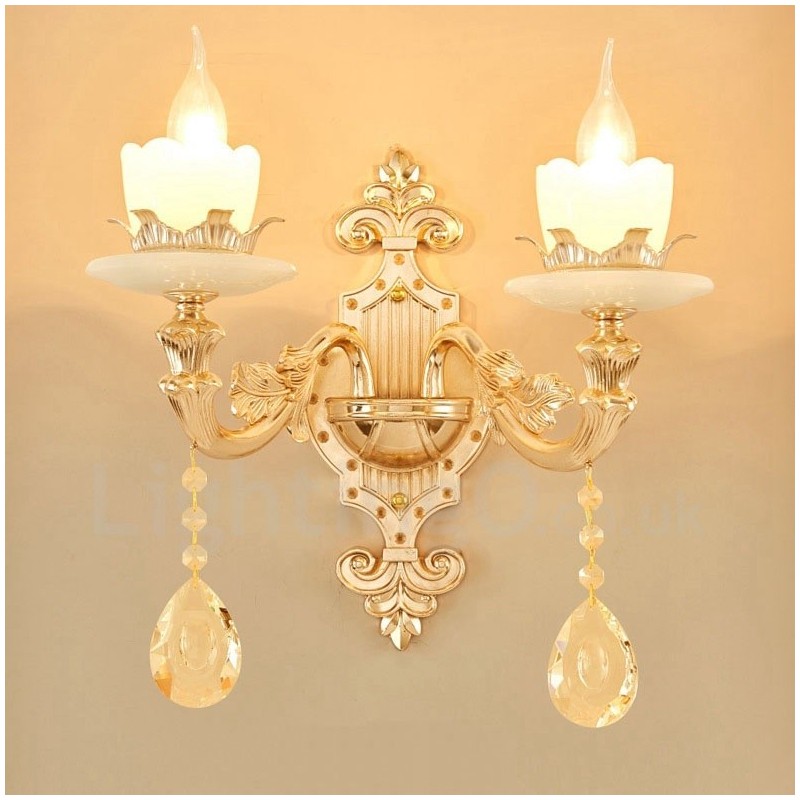 Appliques murales d'intérieur en métal à 2 lumières, style classique et traditionnel, pour salon, salle à manger, chambre à coucher