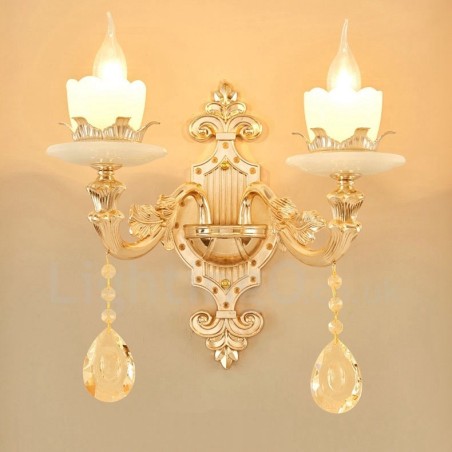 Appliques murales d'intérieur en métal à 2 lumières, style classique et traditionnel, pour salon, salle à manger, chambre à coucher Appliques murales d'intérieur en métal à 2 lumières, style classique et traditionnel, pour salon, salle à manger, chambre à coucher