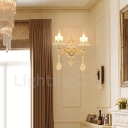 Appliques murales d'intérieur en métal à 2 lumières, style classique et traditionnel, pour salon, salle à manger, chambre à coucher