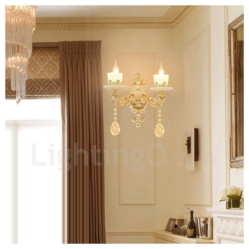 Appliques murales d'intérieur en métal à 2 lumières, style classique et traditionnel, pour salon, salle à manger, chambre à coucher