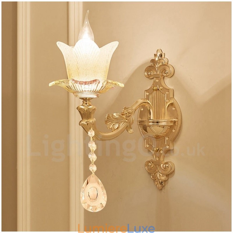 Applique murale d'intérieur en métal à lumière unique, style traditionnel classique, pour salon, salle à manger, chambre à coucher