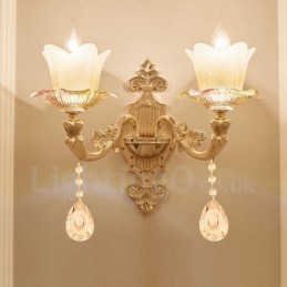 Appliques murales d'intérieur en métal à 2 lumières, style classique et traditionnel, pour salon, salle à manger, chambre à coucher