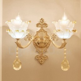 Appliques murales d'intérieur en métal à 2 lumières, style classique et traditionnel, pour salon, salle à manger, chambre à coucher