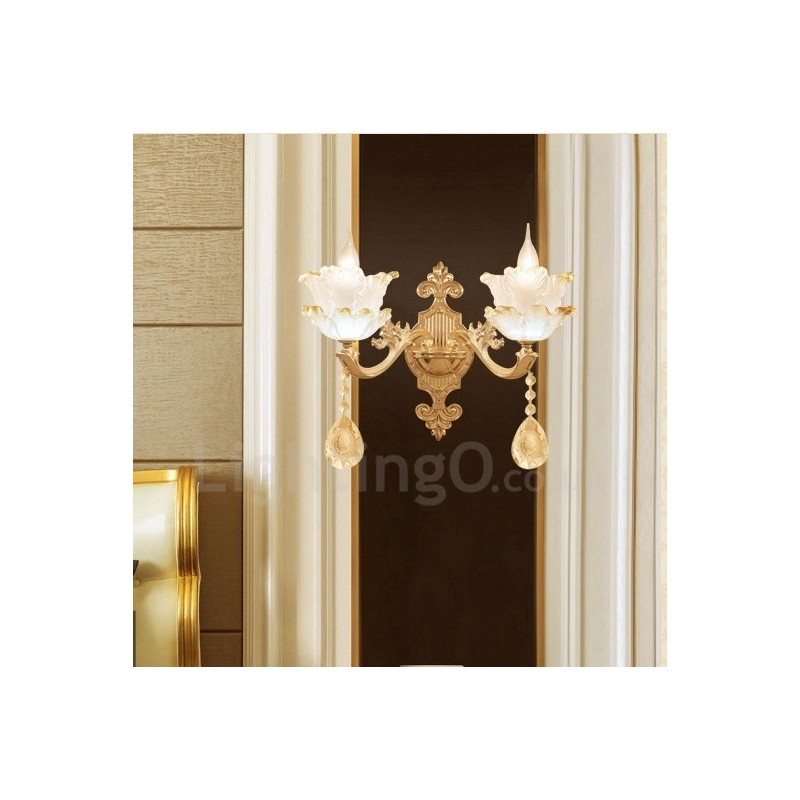 Appliques murales d'intérieur en métal à 2 lumières, style classique et traditionnel, pour salon, salle à manger, chambre à coucher
