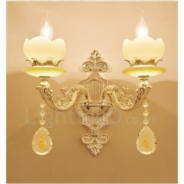 Appliques murales d'intérieur en métal à 2 lumières, style classique et traditionnel, pour salon, salle à manger, chambre à coucher