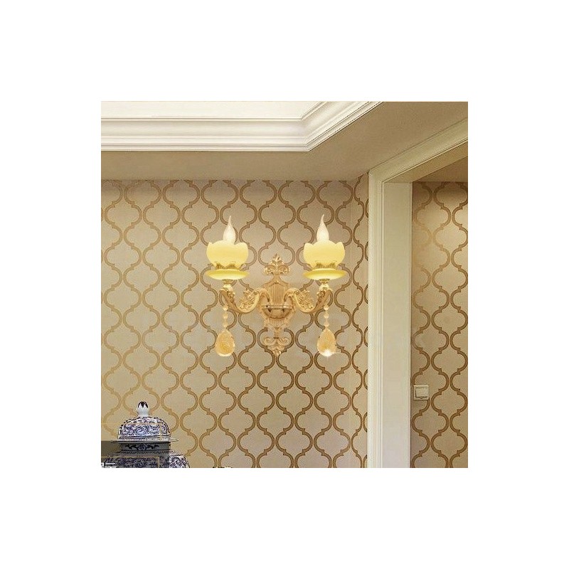 Appliques murales d'intérieur en métal à 2 lumières, style classique et traditionnel, pour salon, salle à manger, chambre à coucher
