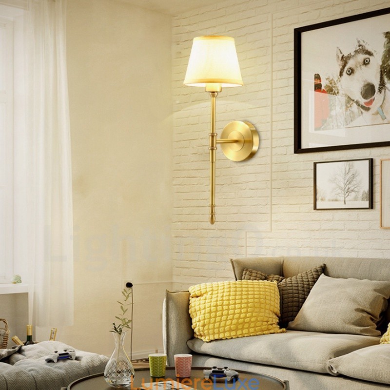 Appliques murales d'intérieur classiques traditionnelles en cuivre à une lumière
