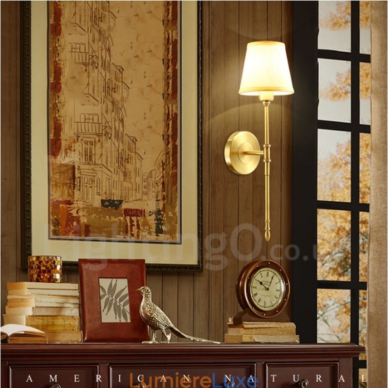 Appliques murales d'intérieur classiques traditionnelles en cuivre à une lumière
