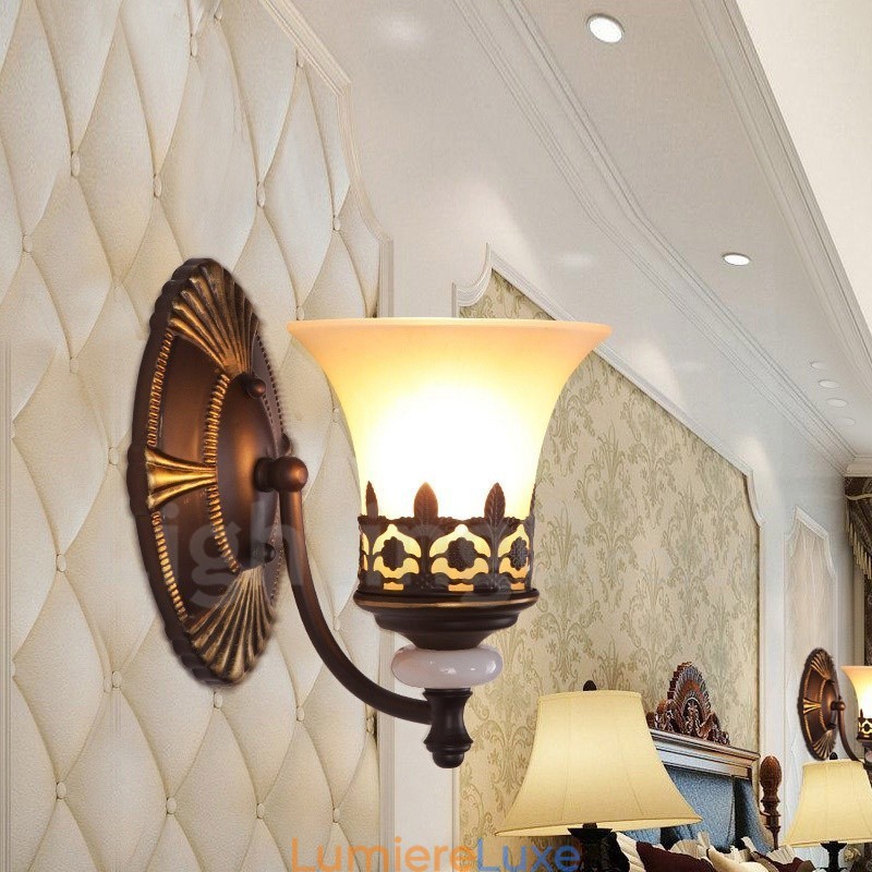 Appliques murales d'intérieur en métal à lumière unique, style traditionnel classique, pour salon, salle à manger, chambre à coucher
