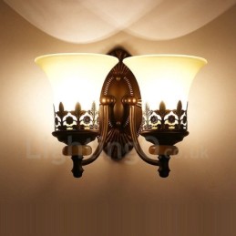 Appliques murales d'intérieur en métal à 2 lumières, style classique et traditionnel, pour salon, salle à manger, chambre à coucher
