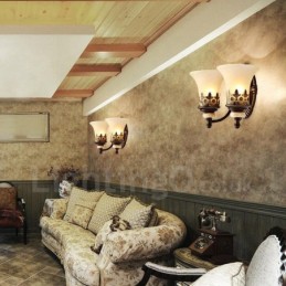 Appliques murales d'intérieur en métal à 2 lumières, style classique et traditionnel, pour salon, salle à manger, chambre à coucher