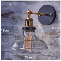 Applique murale rustique à 1 lumière avec abat-jour en verre pour chambre à coucher