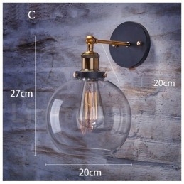 Applique murale rustique à 1 lumière avec abat-jour en verre pour chambre à coucher