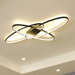 Plafonnier ovale moderne et contemporain en aluminium à intensité variable, idéal pour un salon, une chambre ou une applique murale.