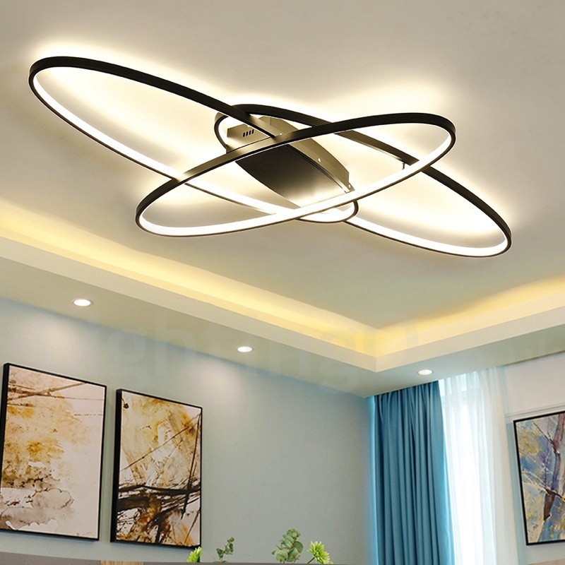 Plafonnier ovale moderne et contemporain en aluminium à intensité variable, idéal pour un salon, une chambre ou une applique murale.