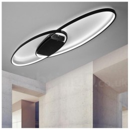 Plafonnier ovale moderne et contemporain en aluminium à intensité variable, idéal pour un salon, une chambre ou une applique murale.