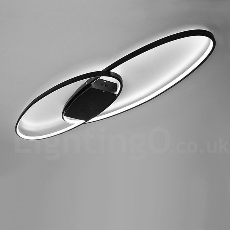 Plafonnier ovale moderne et contemporain en aluminium à intensité variable, idéal pour un salon, une chambre ou une applique murale.