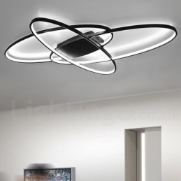 Plafonnier ovale moderne et contemporain en aluminium à intensité variable, idéal pour un salon, une chambre ou une applique murale.