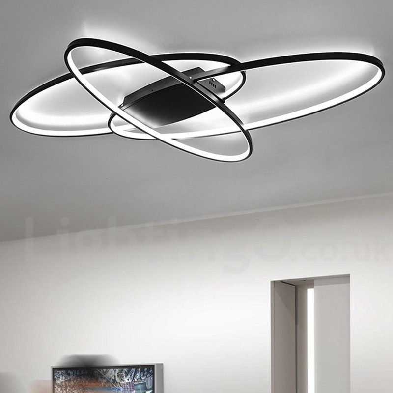 Plafonnier ovale moderne et contemporain en aluminium à intensité variable, idéal pour un salon, une chambre ou une applique murale.