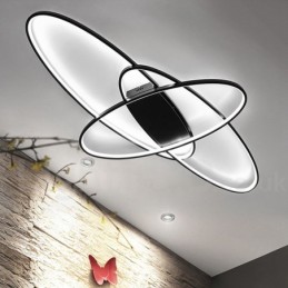 Plafonnier ovale moderne et contemporain en aluminium à intensité variable, idéal pour un salon, une chambre ou une applique murale.