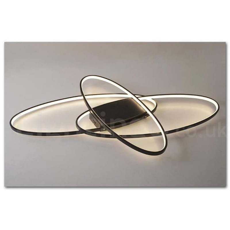Plafonnier ovale moderne et contemporain en aluminium à intensité variable, idéal pour un salon, une chambre ou une applique murale.