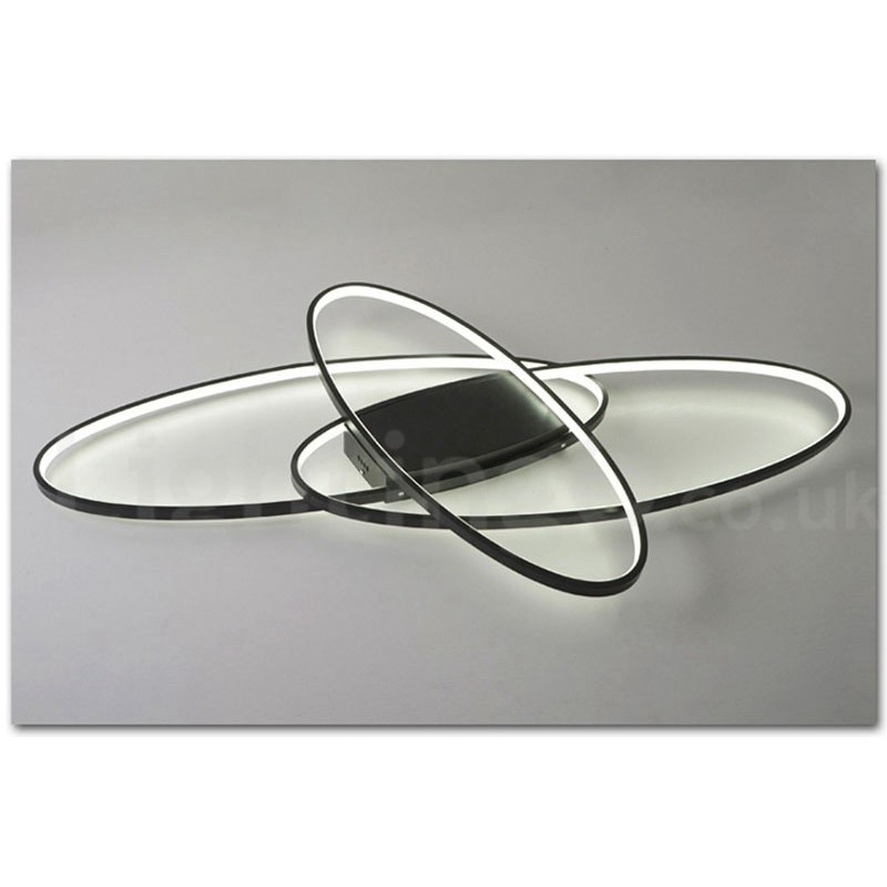 Plafonnier ovale moderne et contemporain en aluminium à intensité variable, idéal pour un salon, une chambre ou une applique murale.