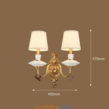 Applique murale 100 % laiton pur, style rustique rétro vintage, 2 lumières, avec abat-jour en tissu, idéale pour les hôtels, les bureaux, les salles d'exposition, les salons et les salles à manger. Applique murale 100 % laiton pur, style rustique rétro vintage, 2 lumières, avec abat-jour en tissu, idéale pour les hôtels, les bureaux, les salles d'exposition, les salons et les salles à manger.