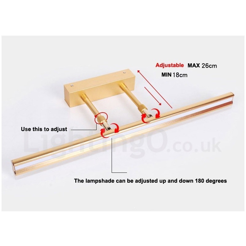 Lampe de miroir IP44 pour salle de bain, éclairage vers le haut et vers le bas, applique murale avec abat-jour en acrylique, éclairage de maquillage
