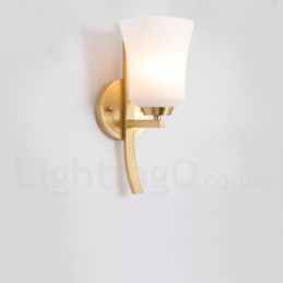 Applique murale luxueuse en laiton pur, style rustique rétro vintage, 1 lumière avec abat-jour en verre, idéale pour un hôtel, un bureau, une salle d'exposition, un salon ou une salle à manger.