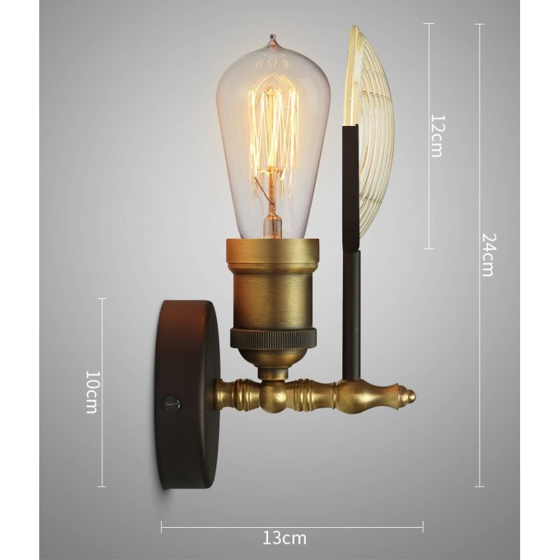 Applique murale rustique rétro vintage à 1 lumière avec abat-jour en verre, idéale pour un hôtel, un bureau, une salle d'exposition, un salon ou une salle à manger.