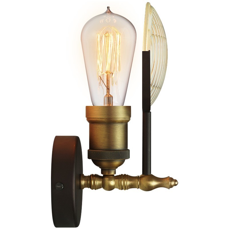 Applique murale rustique rétro vintage à 1 lumière avec abat-jour en verre, idéale pour un hôtel, un bureau, une salle d'exposition, un salon ou une salle à manger.