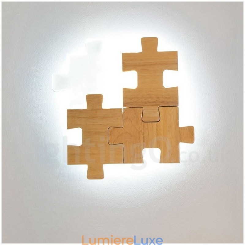 Appliques murales en bois avec abat-jour en acrylique Applique murale moderne contemporaine en bois et bambou